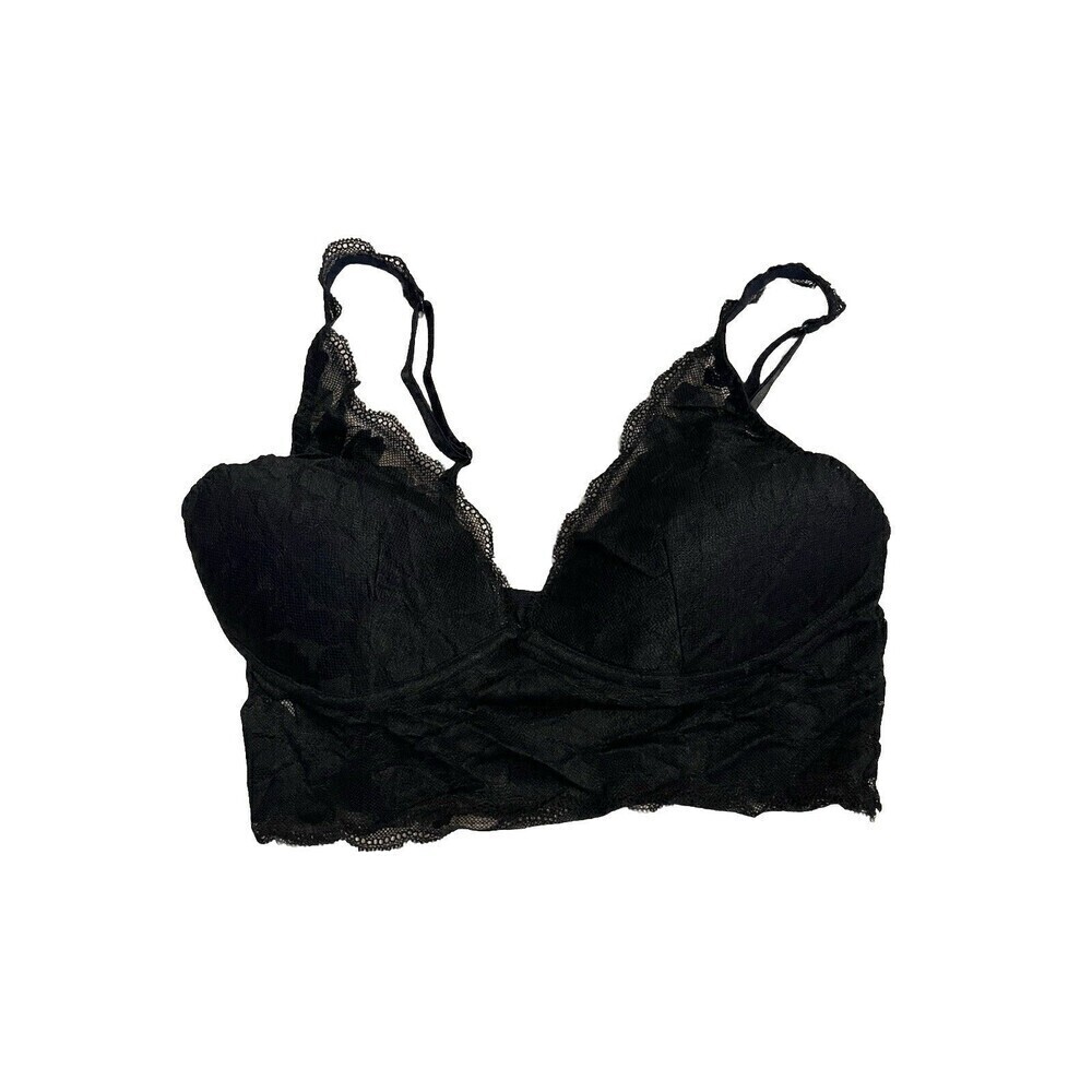 Pink By Victorias Secret Lace Bralette Size Small Black Color Stretch